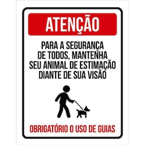 Kit 5 Placas Atenção Segurança Todos Animais Visão 36X46