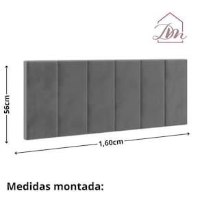 Cabeceira Cama Casal Estofada Queen 1,60Cm Cinza Quarto D.M