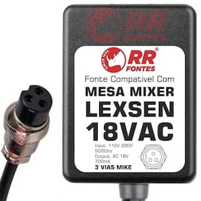 Fonte Ac 18V Para Mesa Mixer Lexsen Pm-6 Pm-8 Pm-12Es Pm-16