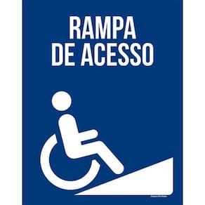 Placa Sinalização - Rampa De Acesso Azul Ml325 36X46