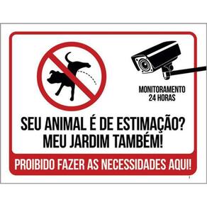 Kit 3 Placas Animal Estimação Jardim Proibido Fazer Coco