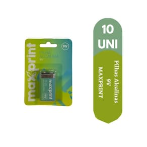 Kit Com 10 Unidades Pilhas Alcalinas 9V Maxprint