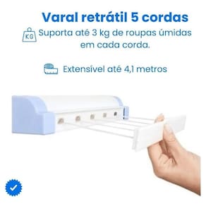 Varal Solução Espaço Lavanderia Pratico Retrátil Ajustável