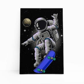 Astronauta De Skate Universo Planeta Quadro Canvas 60X40Cm