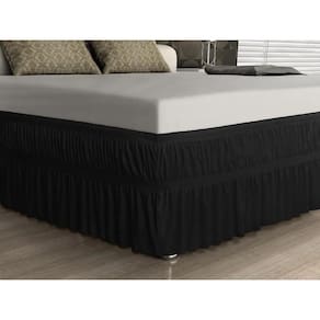 Saia Para Cama Box Solteiro Preto Elástico Duplo