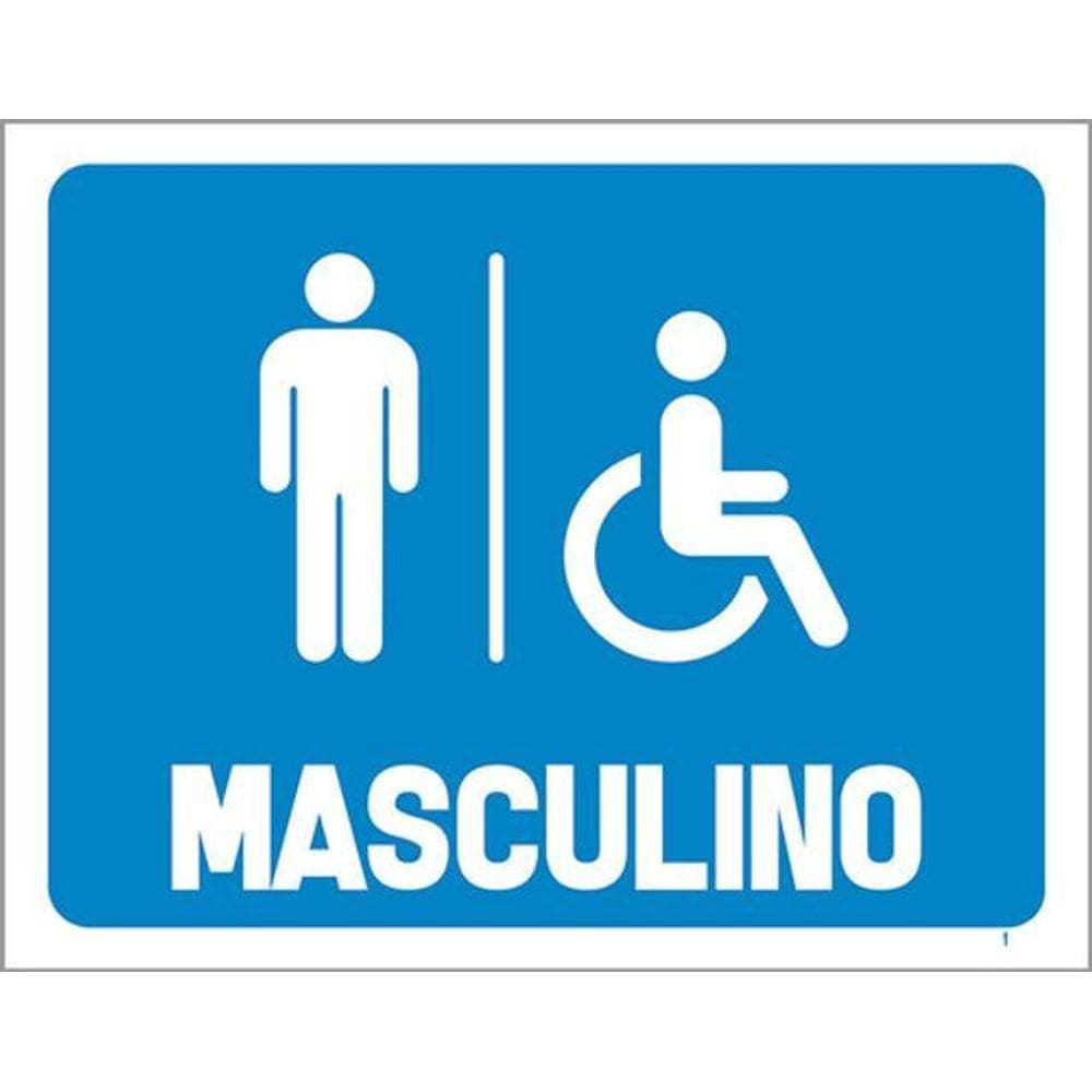 Kit 5 Placas Azul Banheiro Masculino 36X46