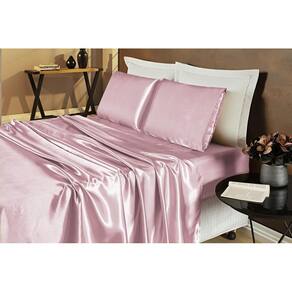 Jogo De Cama Lençol Cetim Casal Romantic 04 Peças - Rose