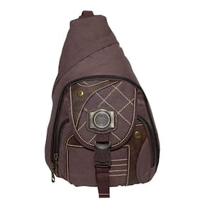 Mochila Transversal Lona Reforçada Kvn 201351 Marrom