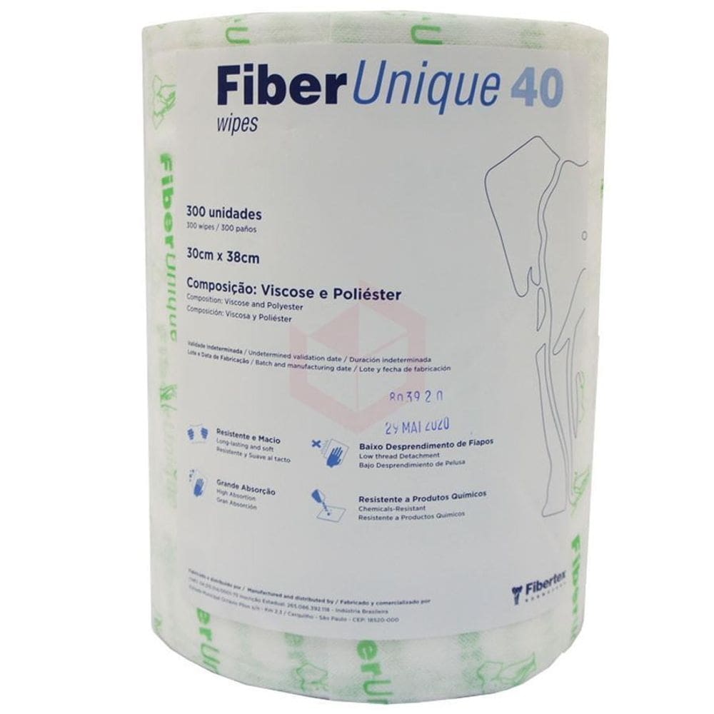 Pano Sontara Wipes Fiberunique 40G Branco/Verde - 300 Panos
