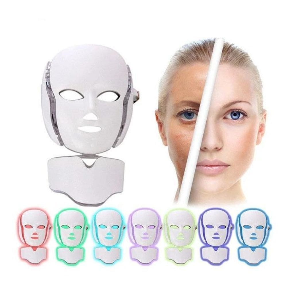 Máscara LED Facial+Pescoço | 7 Cores | Estimula Colágeno