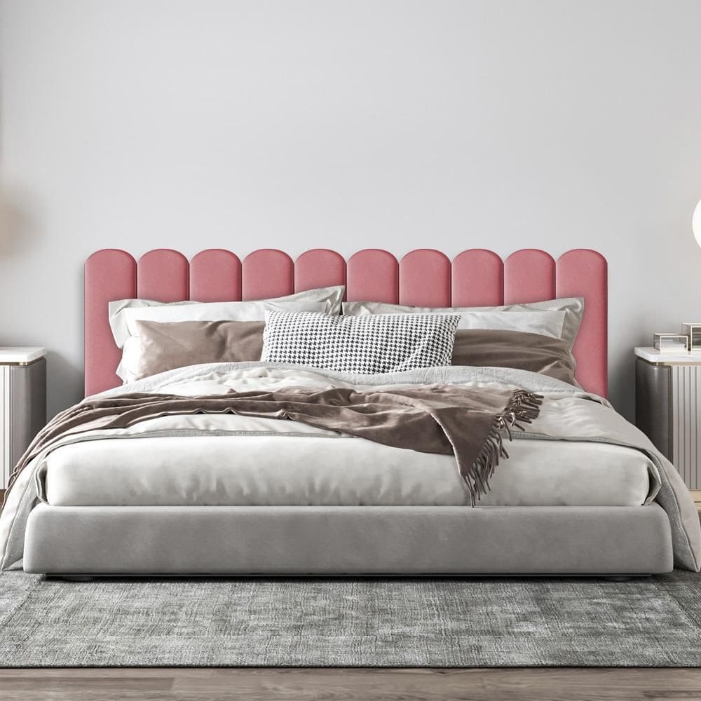 Cabeceira Rosa Estofada Nuvem Para Cama Box Casal