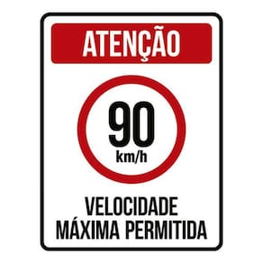 Kit 5 Placas Velocidade Máxima 90Km Máximo 36X46