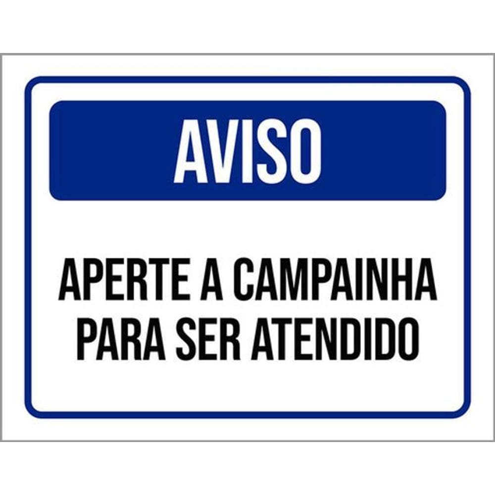 Kit 3 Placas De Sinalização - Aviso Aperte A Campainha