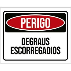 Kit 3 Placas Sinalização - Perigo Degraus Escorregadios