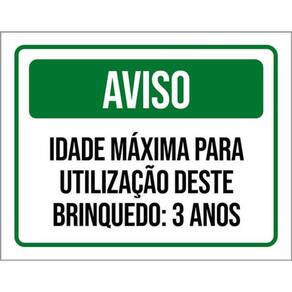 Kit 10 Placas Aviso Idade Máxima Utilização Brinquedo 3 Anos