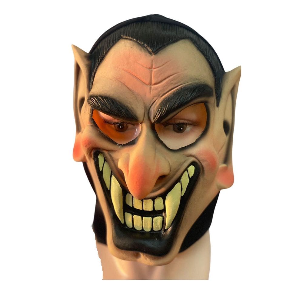 Máscara Drácula Vampiro Mau Látex C/Capuz Halloween Festa