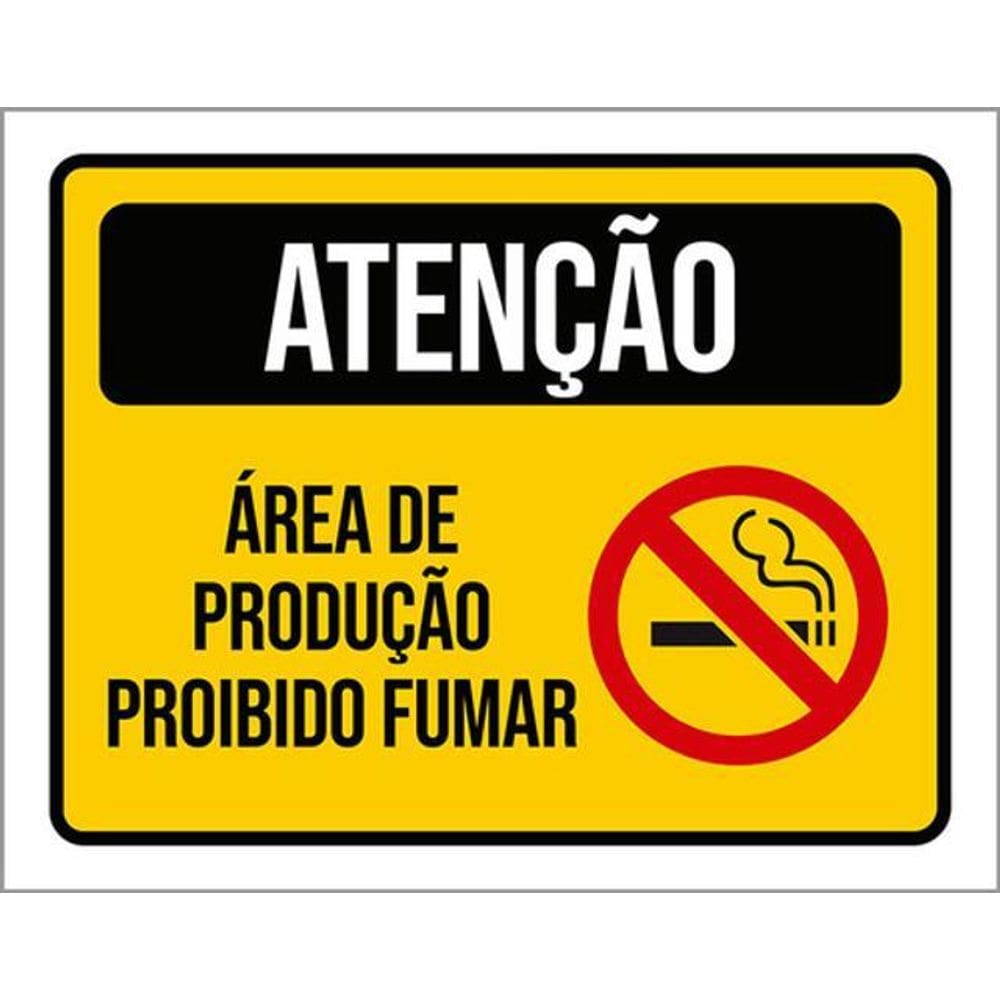 Kit 5 Placas De Atenção Área Produção Não Fume 36X46