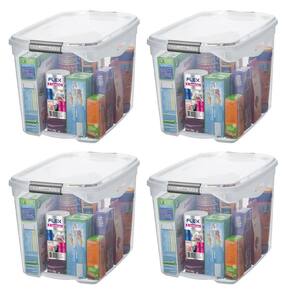 Kit 4 Caixas Organizadora Plástica Transparente 36L Sanremo