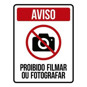 Kit 10 Placas Aviso Proibido Filmar Fotografar Ícone 36X46