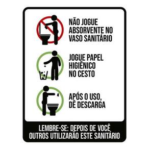 Kit 5 Placas Sinalização - Não Jogue Absorvente Banheiro