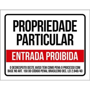 Kit 5 Placas Propriedade Particular Entrada Lei 36X46