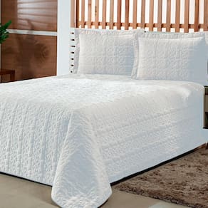 Cobre Leito Queen Austria Matelado Flores03 Peças - Branco