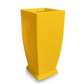 Vaso De Planta + Prato Grande Alto Polietileno 90X40 Amarelo
