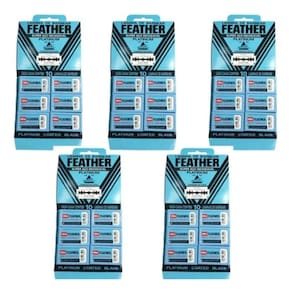 10 Kit 6 Feather Com 10 Lâminas Barbear Cada
