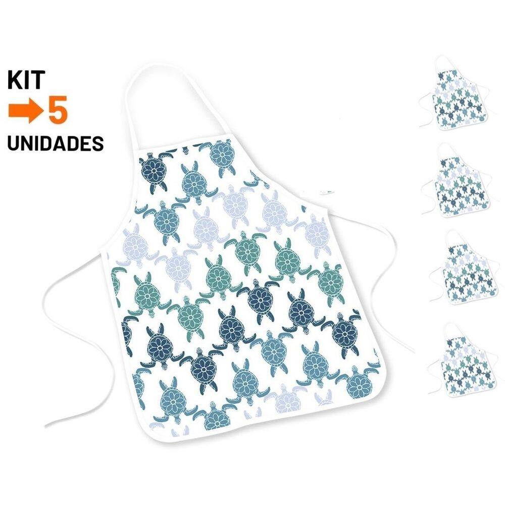 Kit 5 Aventais PVC Estampa Tartaruga - Proteção e Estilo