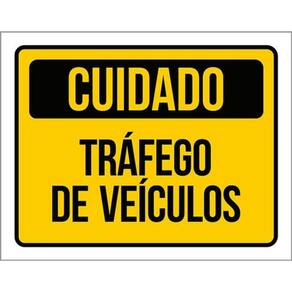 Kit 3 Placas Sinalização - Cuidado Tráfego Veículos