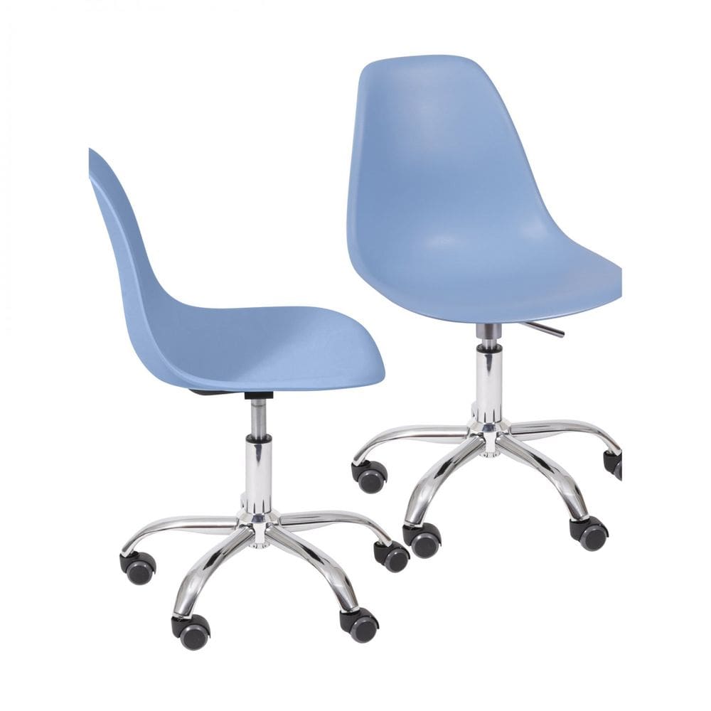 Kit 2 Cadeiras para Escritório Secretária Decorativa Eames DKR 1102 Or Design Azul Claro