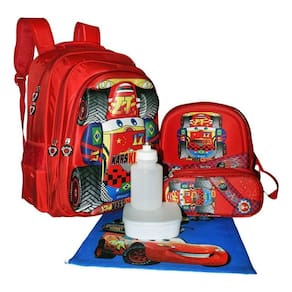 Kit Mochila Carros 3D Meninos Infantil Lancheira Costas Esto