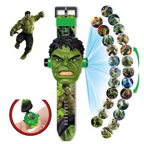 Relógio Infantil Hulk 3D Com Projetor De 24 Imagens