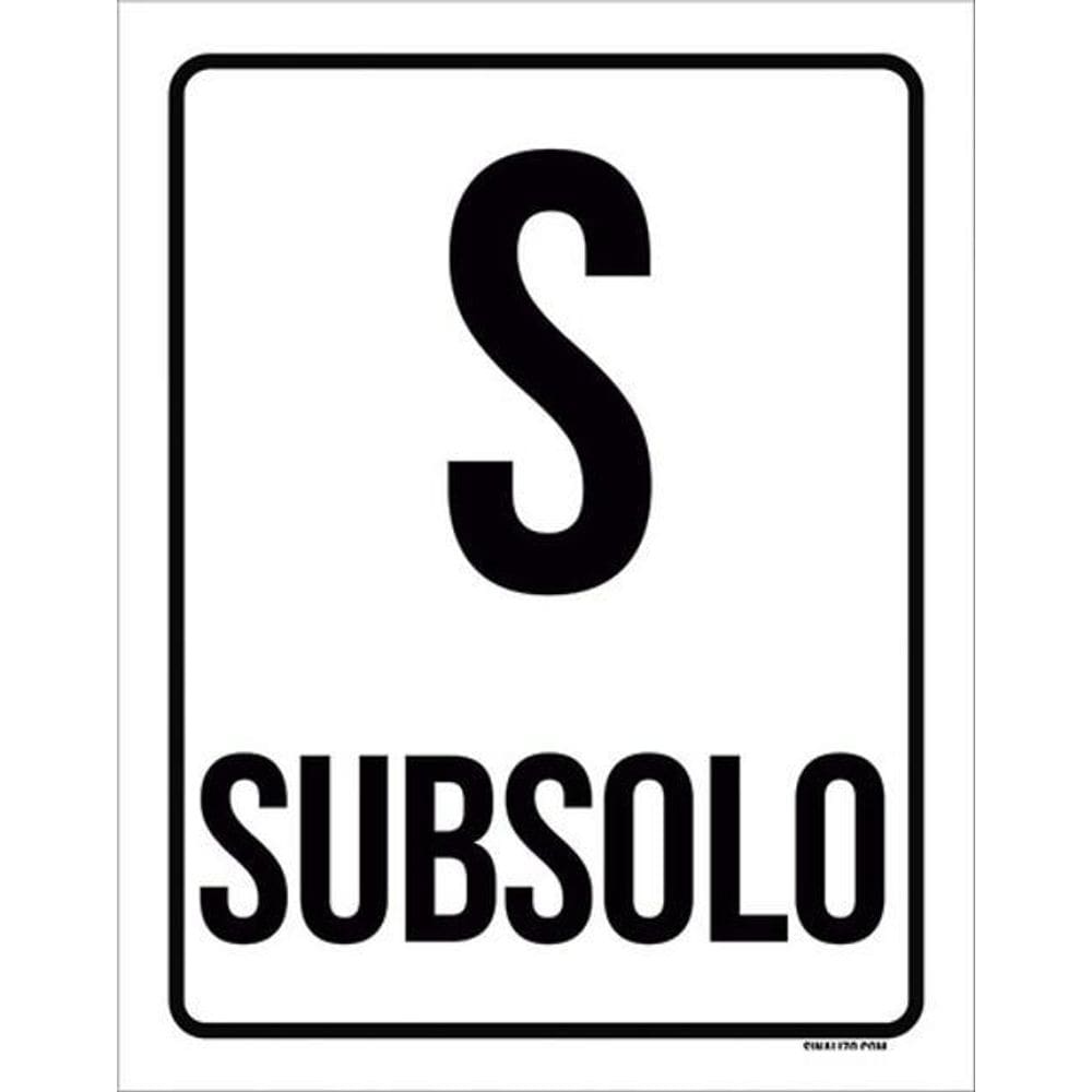 Kit 5 Placas Sinalização - S Subsolo