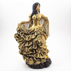 Estátua Cigana Luxo Dourada Resina 25 cm