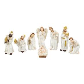 Presépio Branco Pequeno Completo P/ Árvore De Natal - 7,5cm