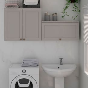 Kit de Armários Aéreos para Área de Serviço 100% Mdf Acquaflex Branco/Cinza