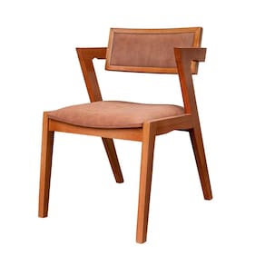 Conjunto de 2 Cadeiras em Madeira Maciça e Estofada Ímola Authentic Espresso Móveis Champagnhe/Marrom