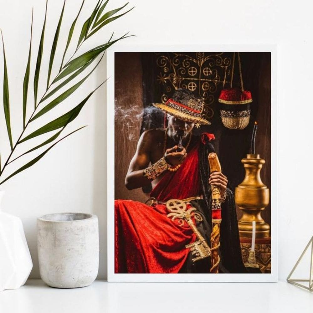 Quadro Decorativo Exu 33x24cm - Madeira Branca