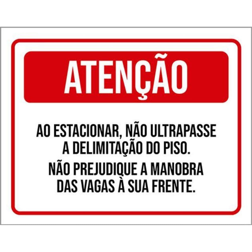 Kit 5 Placas Atenção Estacionar Delimitação Piso