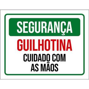 Kit 5 Placas Segurança Guilhotina Cuidado Com As Mãos
