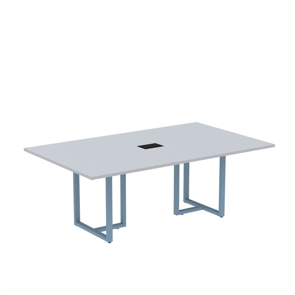 Mesa de Reunião Retangular com Power Box 200x90cm Mr2000p25tub Cinza/Azul