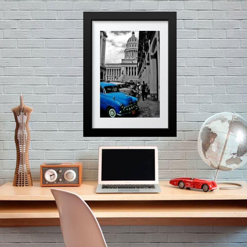 Quadro Carro Antigo Azul - 60X48Cm