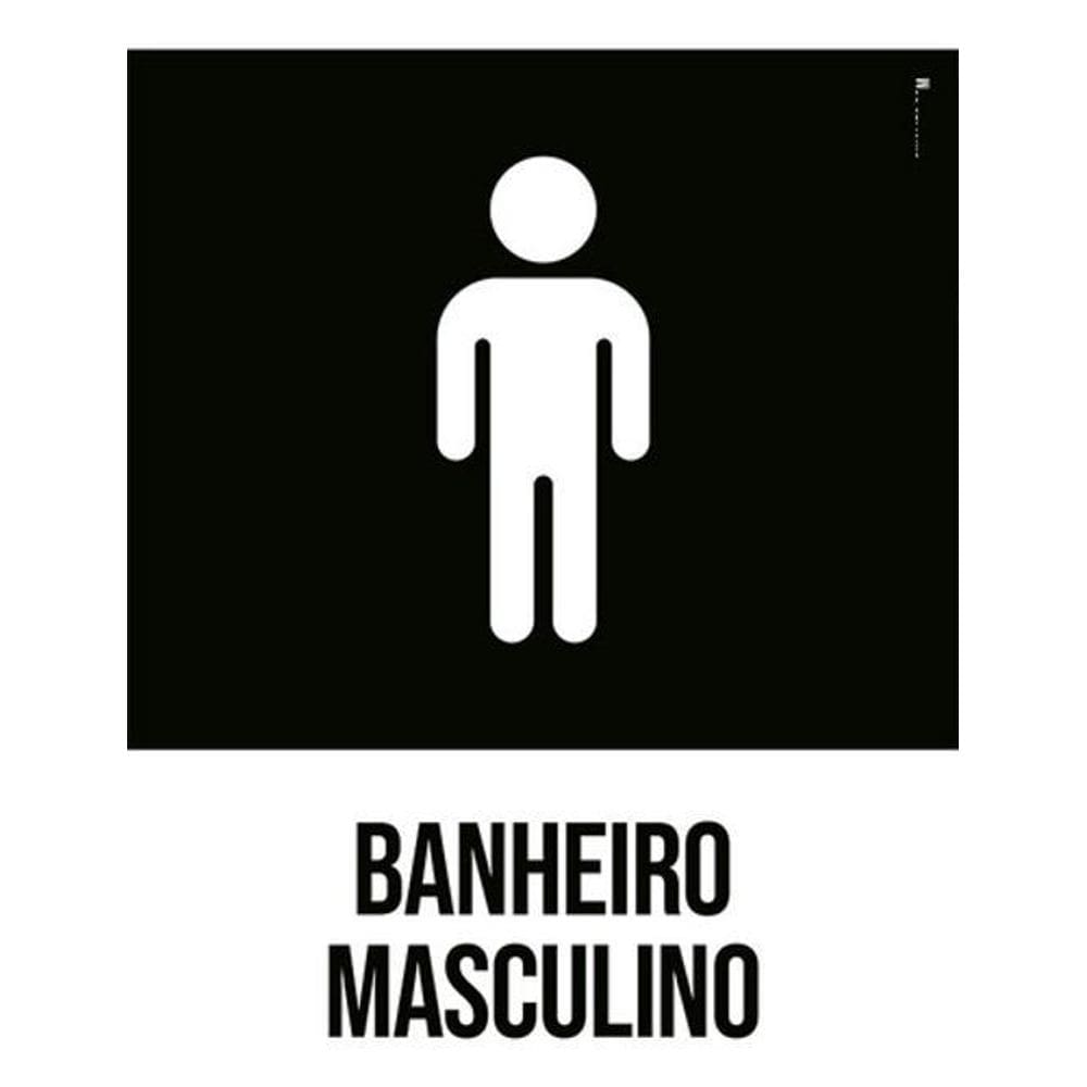 Kit 5 Placas Banheiro Masculino Desenho