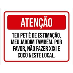 Kit 5 Placas Atenção Pet Estimação Jardim Xixi Cocô
