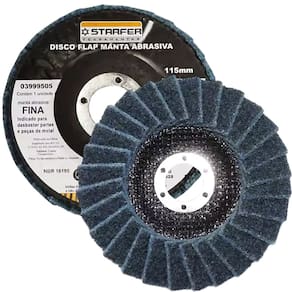 Disco Flap com Manta 4.1/2" Fina Azul Ideal para Desbaste Lixar Polir Aço Aluminio Metais - Starfer