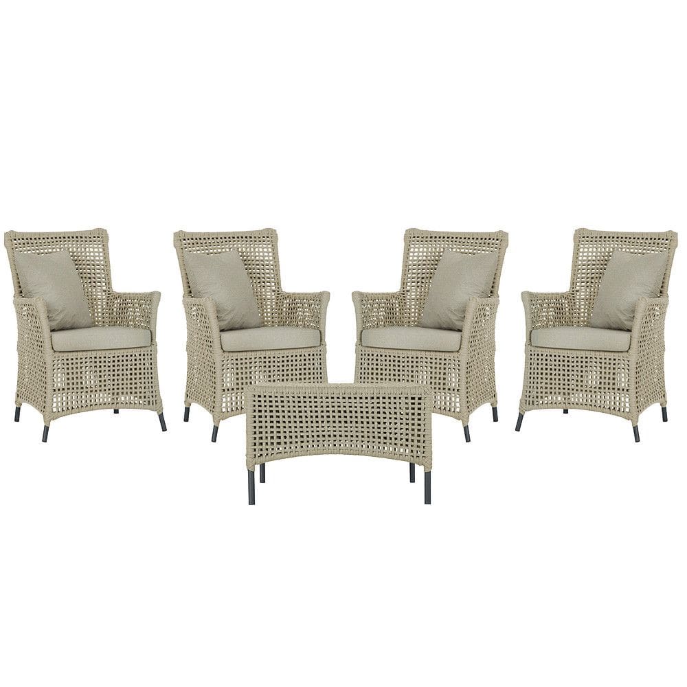4 Poltronas e 1 Mesa Igapó em Alumínio Pintura Preta Corda Náutica Estofado 7