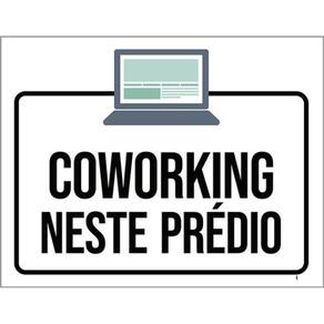 Kit 5 Placas Sinalização - Coworking Neste Prédio Desenho