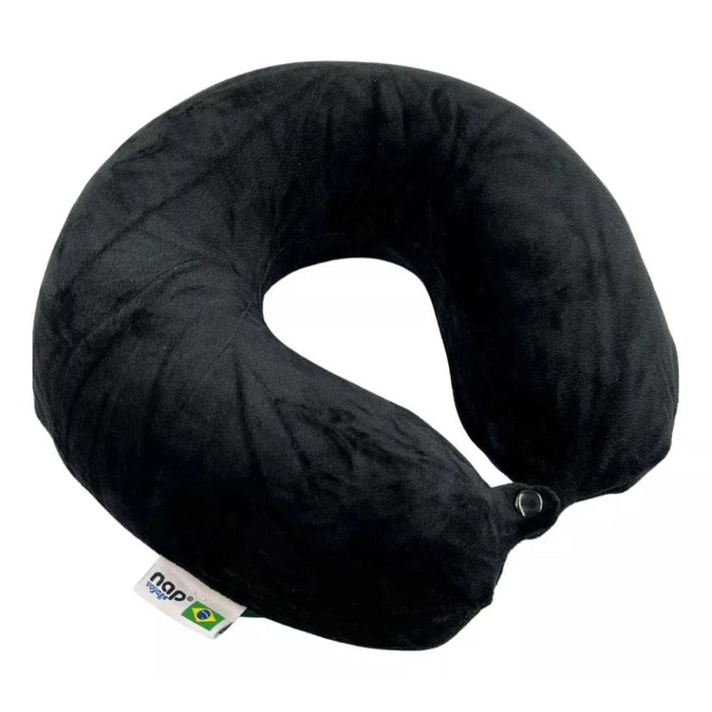 Travesseiro Viagem Plush Espuma Viscoelastica Nasa Botão