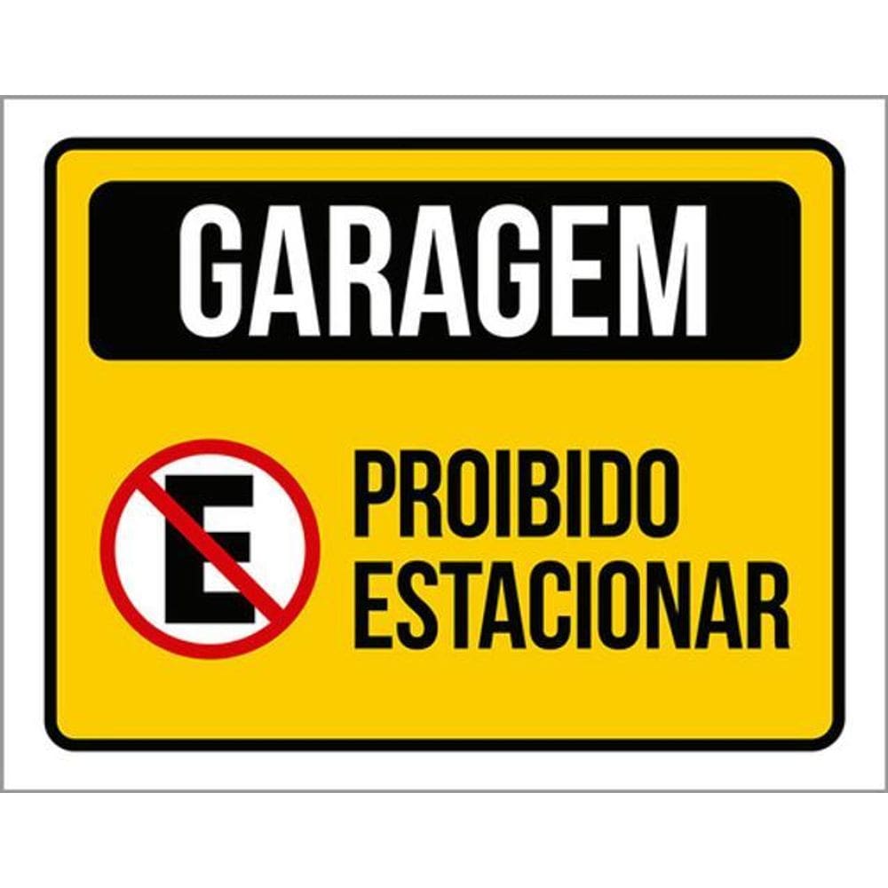 Kit 3 Placas Sinalização Garagem Amarela Proibido Estacionar